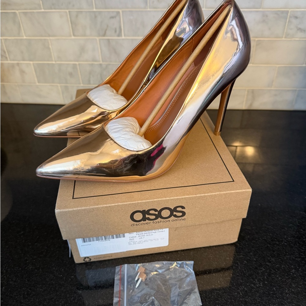 ASOS Metallic Gold Pointed Heels